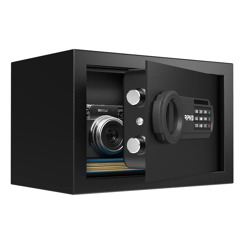 RPNB Deluxe Safe and Lock Box, Digital Keypad Safe Box, Steel Alloy Small Safes, Keypad Lock, Perfect for Home Office Hotel Business Jewelry Cash Use Storage