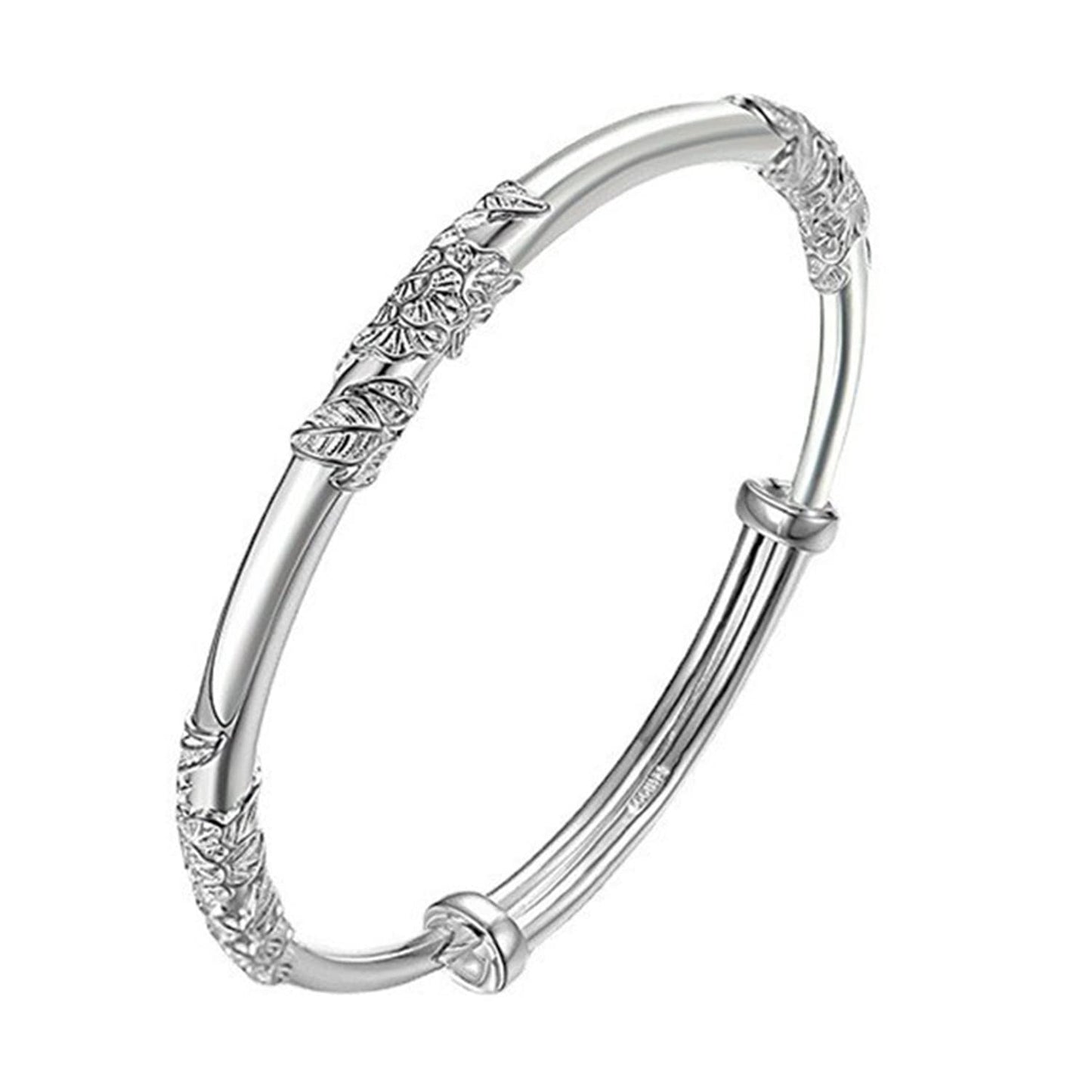 MENGSHA 925 Sterling Silver Bracelet Engrave Bangle Bracelets for Women Handmade Adjustable Bracelets Open Cuff Bracelets Lovefriendship Bracelets Fashion Simple Jewelry Bangles Mom Wife Gift