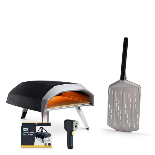 Ooni Koda 12 Gas Pizza Oven - Ultimate Pizza Oven Bundle - 12" Perforated Peel, Koda 12 Cover and Digital Thermometer Included