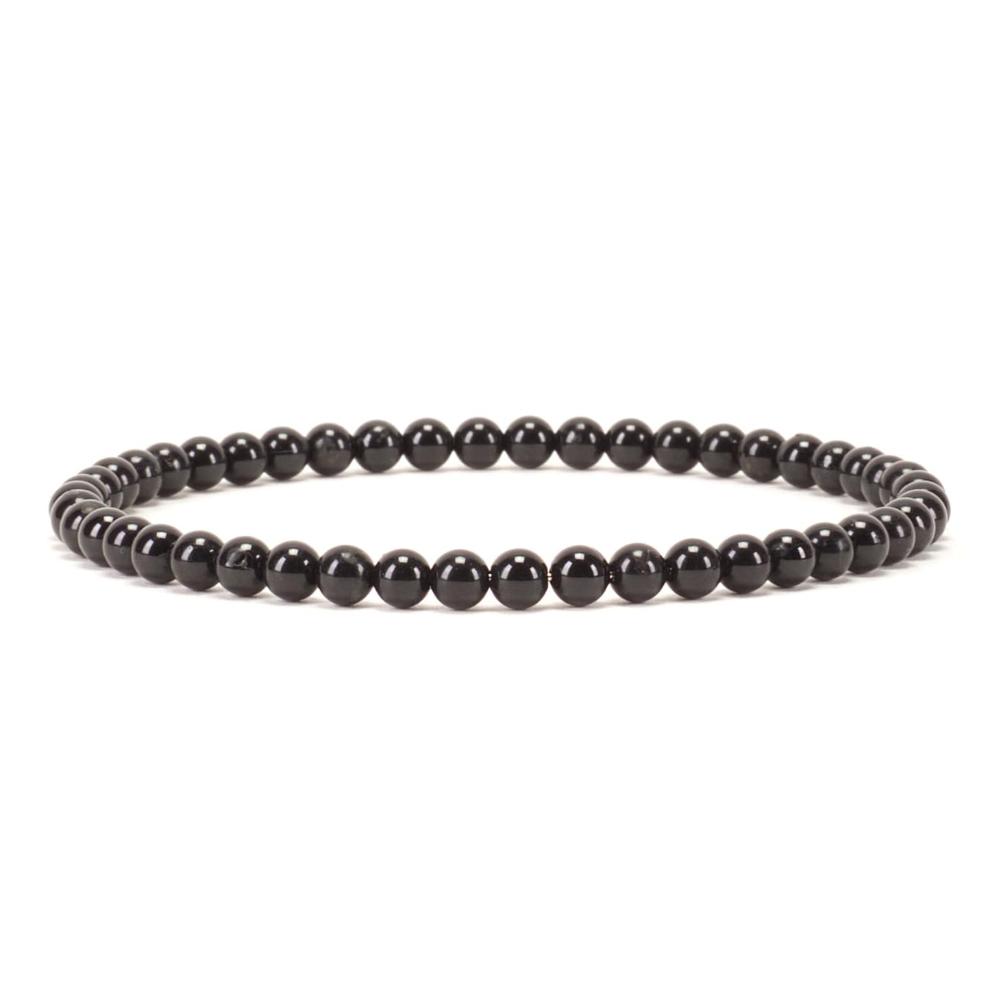 Cherry Tree Collection - Small, Medium, Large Sizes - Gemstone Beaded Bracelets For Women and Men - 4mm Round Beads (Black Tourmaline, Medium)