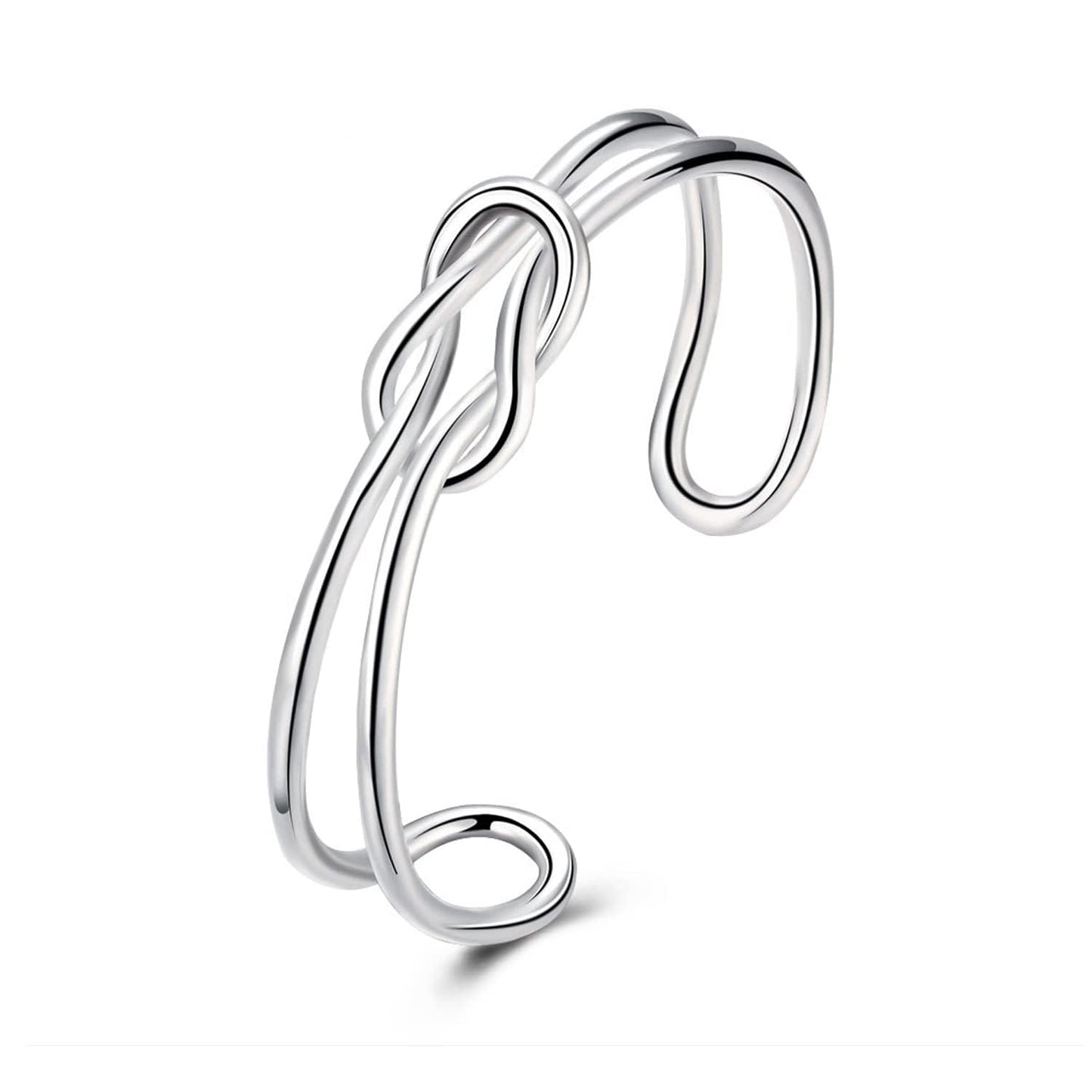 Baoaichi 925 Sterling Silver Bracelet Plated Cuff Bangle Bracelet Fashionable Multi-layer Cross Wire Bangle Bracelet Open Adjustable Wide Cuff Bracelet for Teen Girls Fashion Jewelry (silver O)