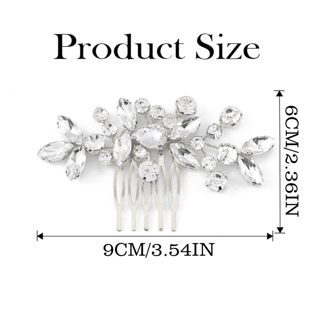 JAKAWIN Crystal Bridal Hair Comb Rhinestone Hair Clip Bride Wedding Hair Accessories for Women HC042 (Silver)