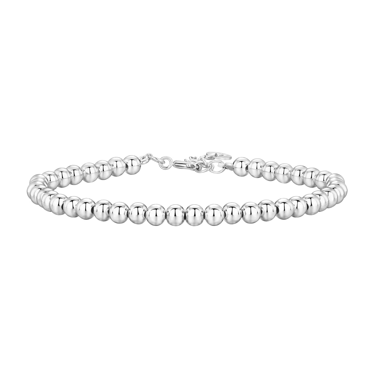 PAVOI 14K White Gold Plated Beaded Bracelet | Womens Ball Bracelet | Plated Gold Bracelets For Women