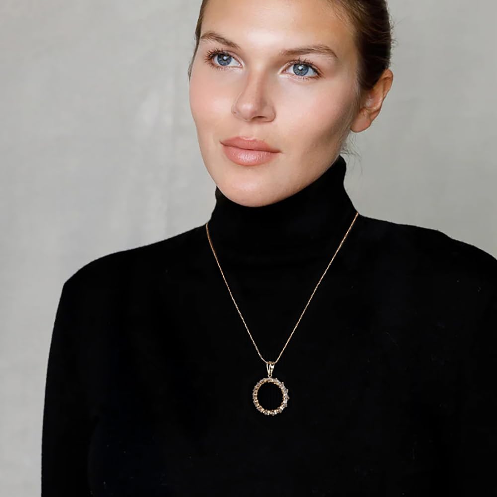 NUZON 18K Gold Plated Copper Circle Necklace for Women Cubic Zirconia Halo Open Eternity Circle Pendant Necklace Anniversary Jewelry for Her 16.5’’