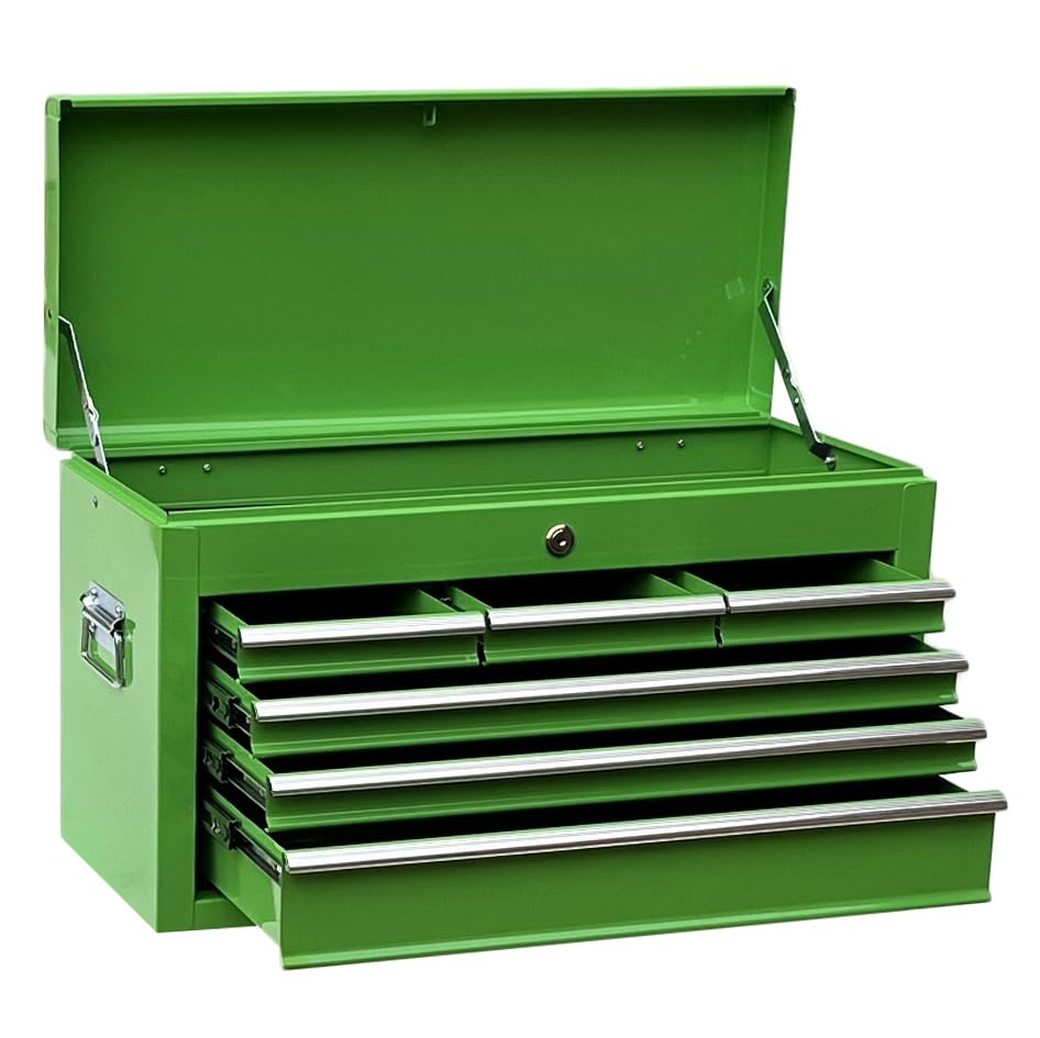 Workington Portable Metal Tool Chest with 6 Drawers, 24" 6-Drawer Tool Chest Cabinet with Ball Bearing Drawer Slides, Steel Tool Storage Box Organizer 4005 Green