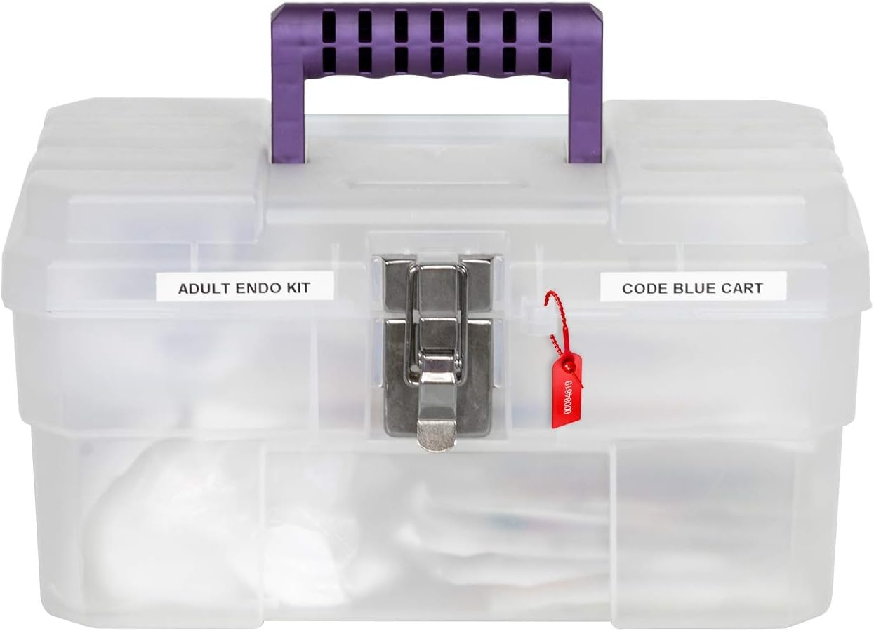 Akro-Mils 14-Inch Plastic Toolbox with Removable Tray, Steel Latch & Padlock Eye, Industrial-Grade Storage Box for Hobby Supplies, Crafts, and Tools, 14" x 8" x 8", Made in USA, Clear (09514)