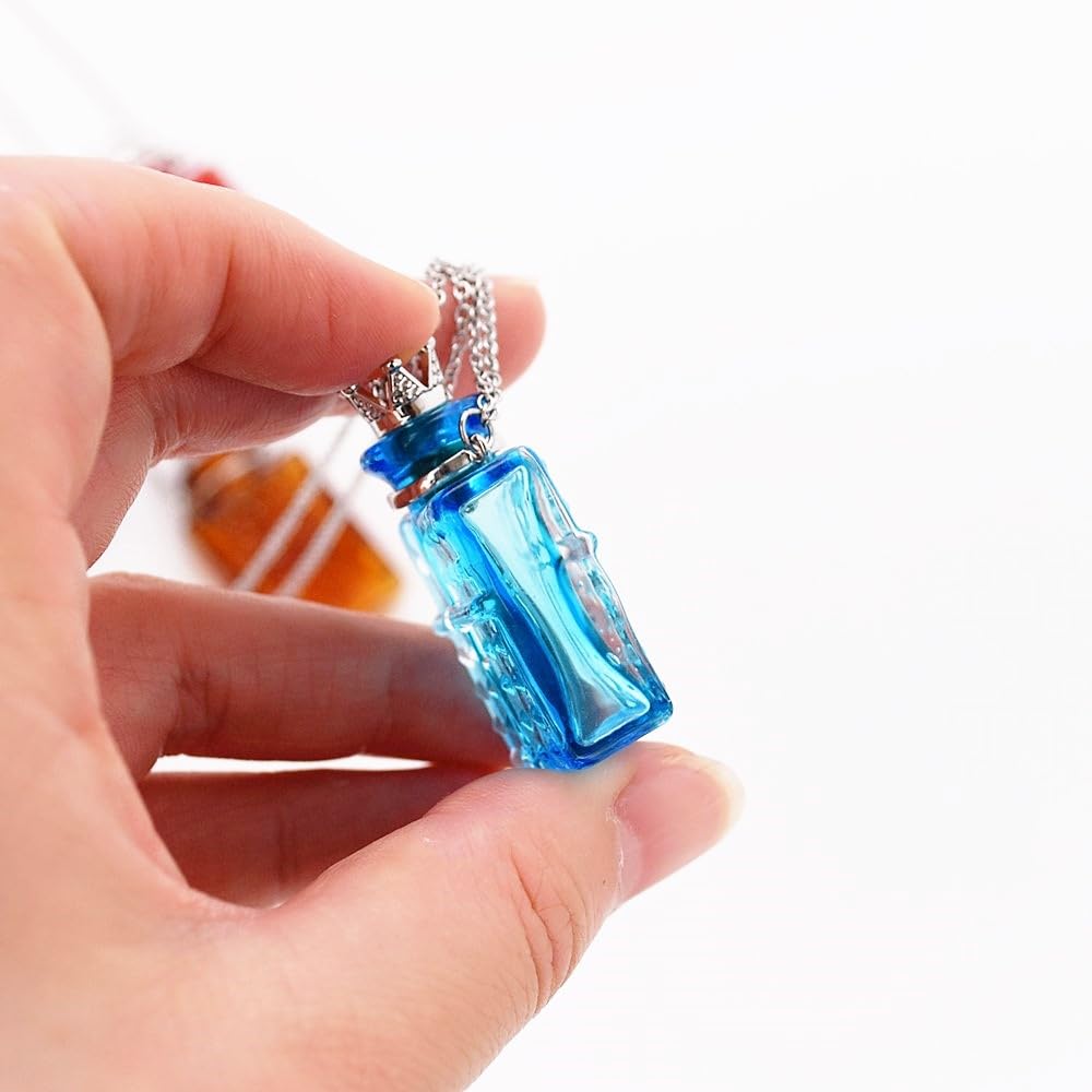 Handcrafted Glaze Glass Square Refillable Essential Oil Necklace Pendant - Aromatherapy Perfume Diffuser Pendant with Stainless Steel Chain (Brown)