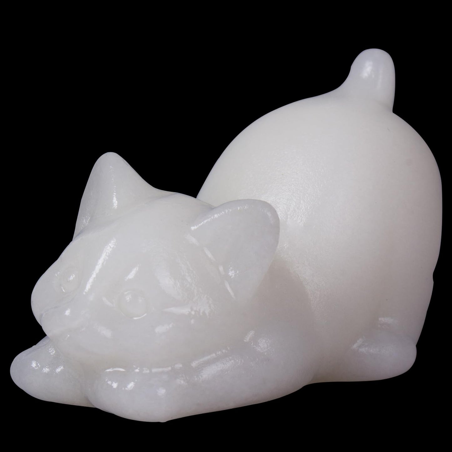 2 Inch White Jade Cat Crystal Figurines, White Kitten Statues for Kitten Lovers and Collectibles, Cat Decor Fingurines for Home Desk Office, Carved Healing Crystal Reiki Animal Gifts for Women