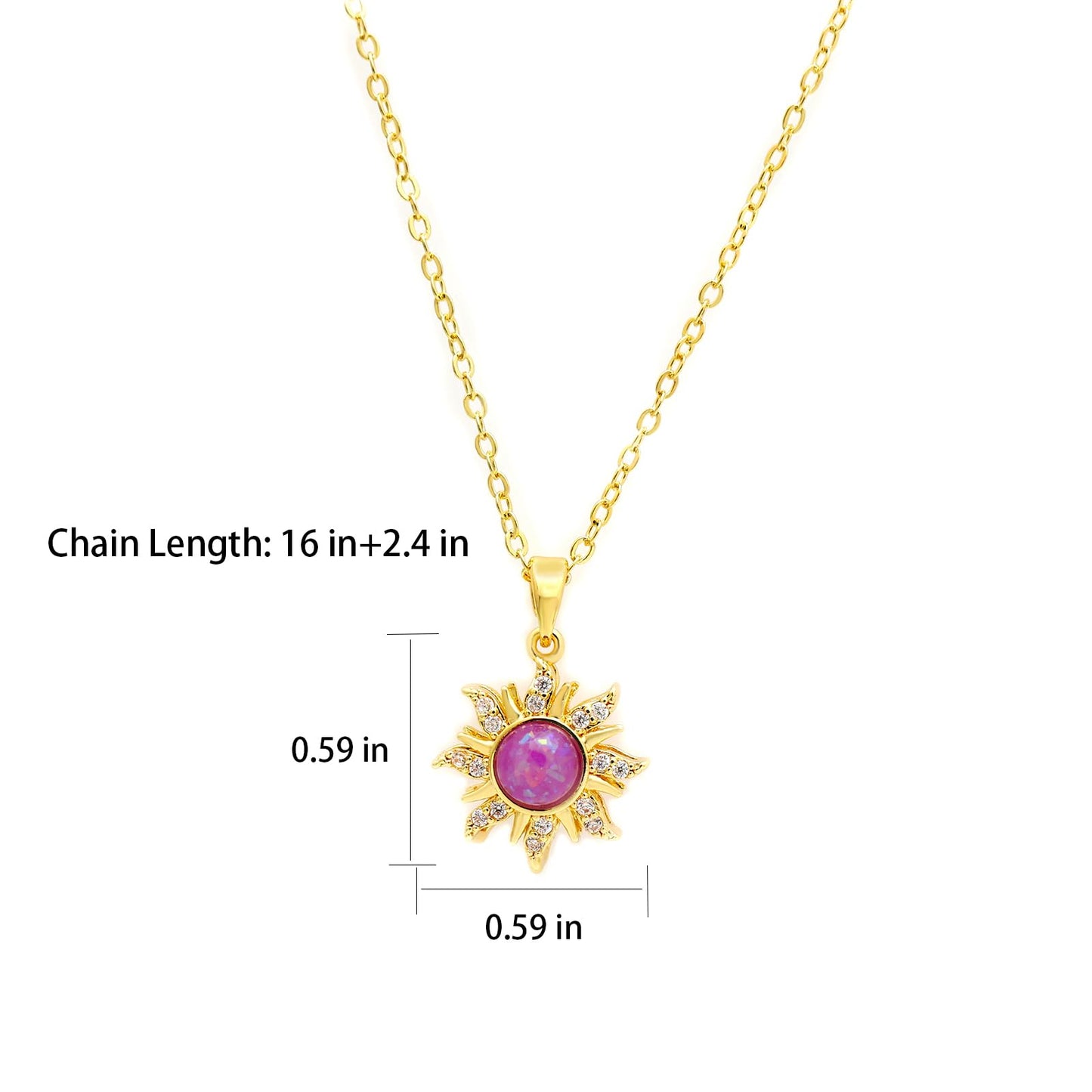 MAIKERDER Sun Necklace for Women, 14K Gold Sun Necklaces Healing Crystal Necklaces Trendy Jewelry Non Tarnish 16 Inches