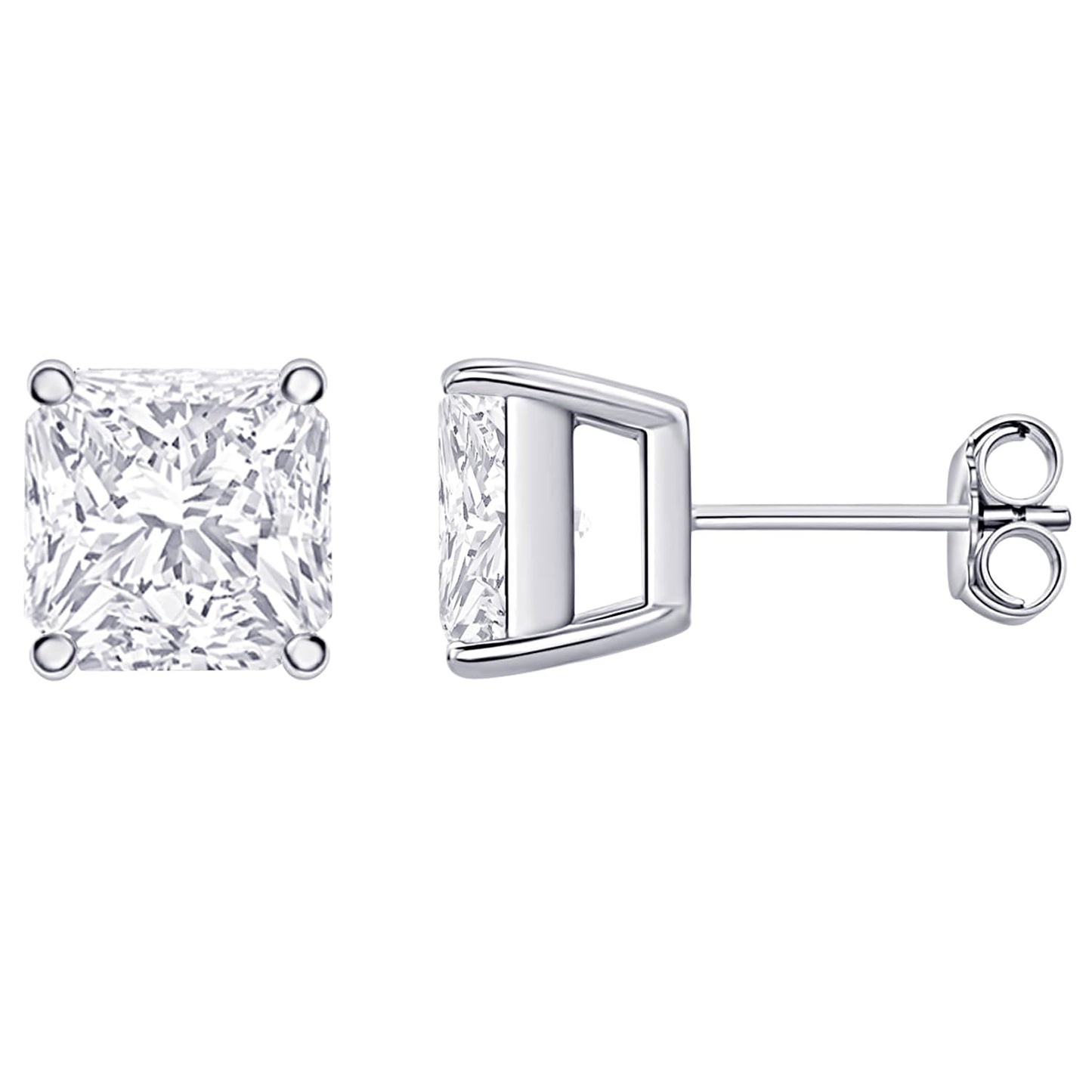 14K White Gold 0.5 Carat Asscher Shape LAB GROWN Diamond IGI Certified Stud Earrings for women 4 Prong Push Back (E/F Color VS2/SI1 CLARITY)