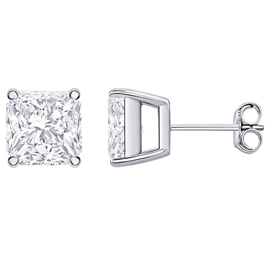 18K White Gold 0.5 Carat Asscher Shape LAB GROWN Diamond IGI Certified Stud Earrings for women 4 Prong Push Back (E/F Color VS2/SI1 CLARITY)