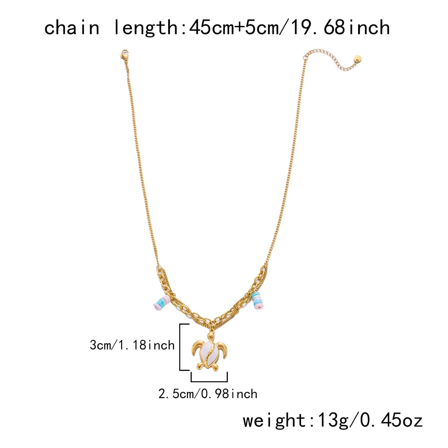 Harlermoon Gold Starfish Necklace for Women - 18K Gold Plated Stainless Steel Ocean Beach Jewelry, Sea Turtle Shell Pearl Pendant, Waterproof Non Tarnish Snake Chain Choker, Summer Vacation Mermaid Gifts (Turtle Box Chain)