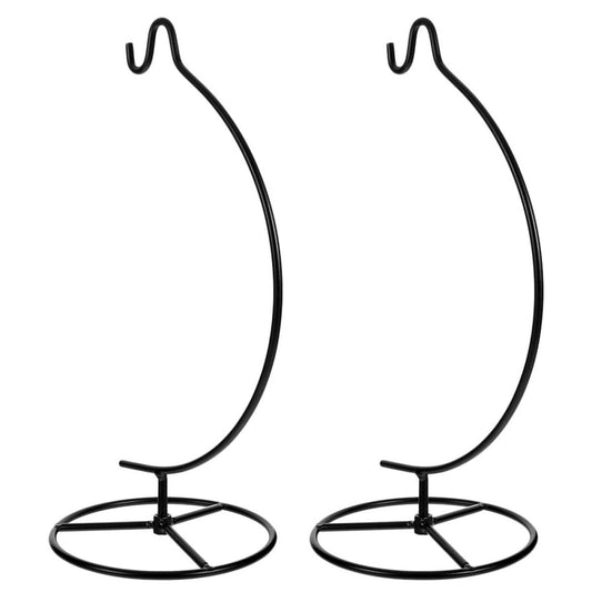 Alipis Iron Hanging Rack and Crystal Ball Hook, Moon-shaped Air Plant Frame with 2pcs Black Terrarium Ornament Display Stands for Indoor Home Décor and Hanging Plant Decoration