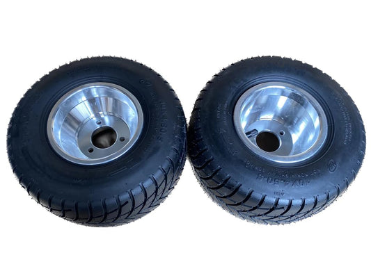 JOHNWELL 10''X4.5-5'' GO KART FRONT TIRES AND RIMS WITH 3 HOLES,2 PCS IN BOX,TIRES WITH GRAIN SURFACE TO INCREASE FRICTION COEFFICIENT AND IMPROVE SAFETY PERFORMANCE,DRIFT TRIKE,BUGGY