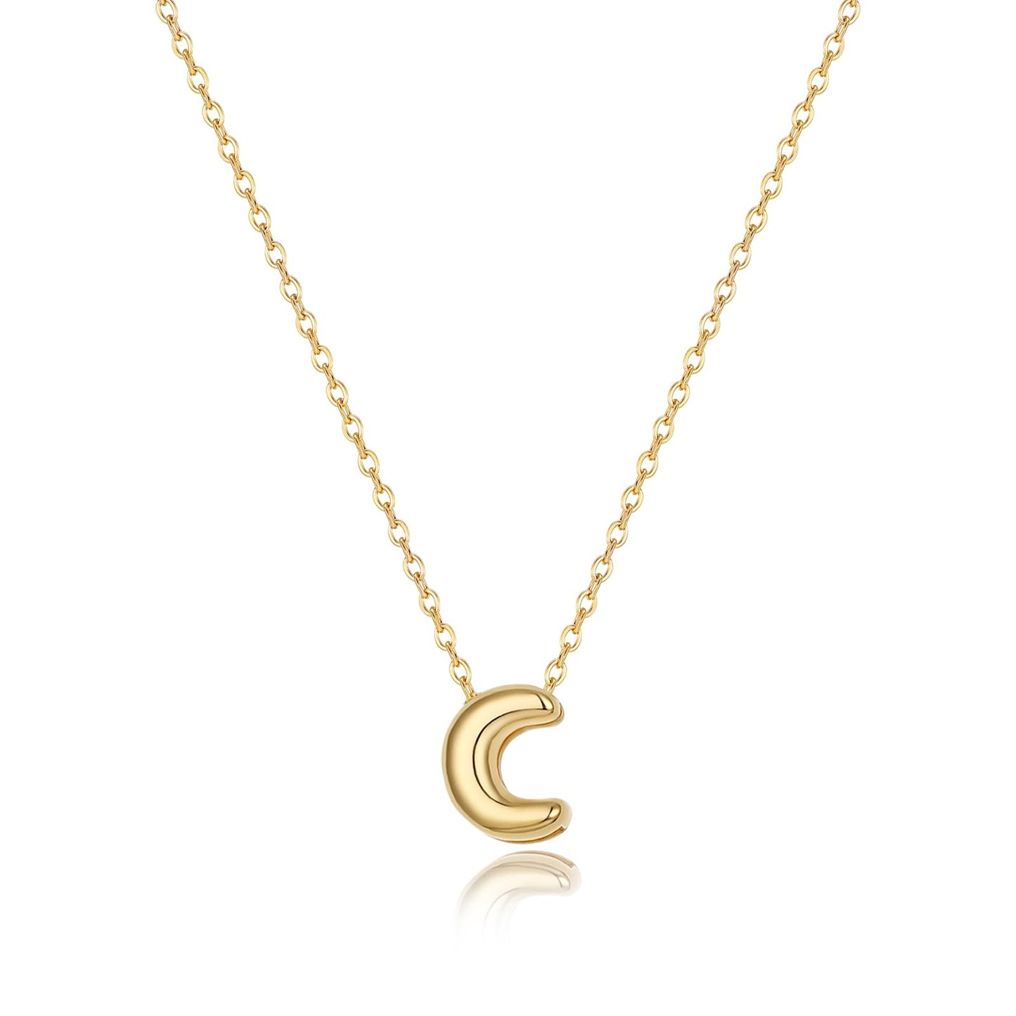 CUEZIY 14K Gold Plated Bubble Letter Necklace Initial Necklaces for Women Dainty Personalized Charm Pendant Name Necklace Cute Non Tarnish Fashion Accessories Teen Gift Trendy Stuff Jewelry Gifts