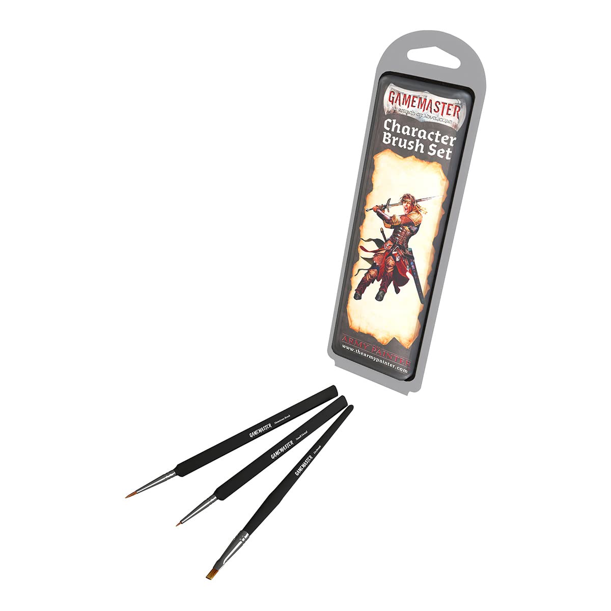 The Army Painter Gamemaster Character Brush Set - Precise Detail Brush Set Include 1 Small Detail Brush, 1 Monstrous Brush, 1 Drybrush Fine Detail Paint Brush, Small Paint Brush for Miniature Painting