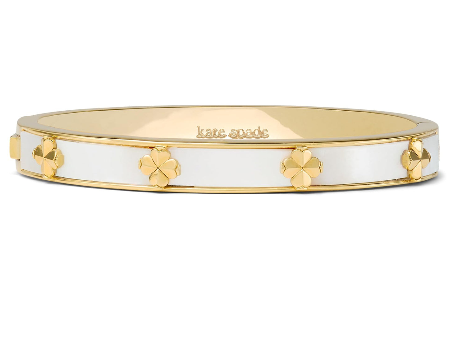 kate spade new york Spade Flower Bangle, Mother of Pearl, Brass, Women's Hinged Bracelet, Adult, Small, 24.63g, 2.13 Inch