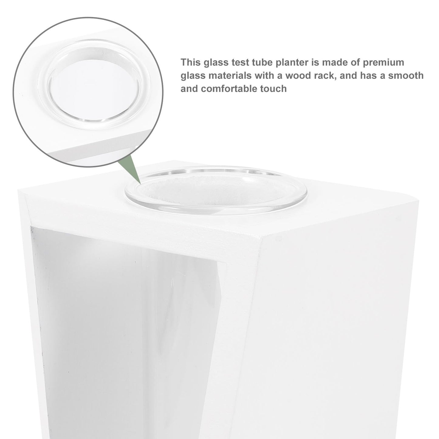 PRETYZOOM Wooden Frame Test Tube Plant Vase for Indoor Hydroponic Propagation, Glass Flower Vase with White Stand, Tube Planter Terrarium for Home and Office Décor