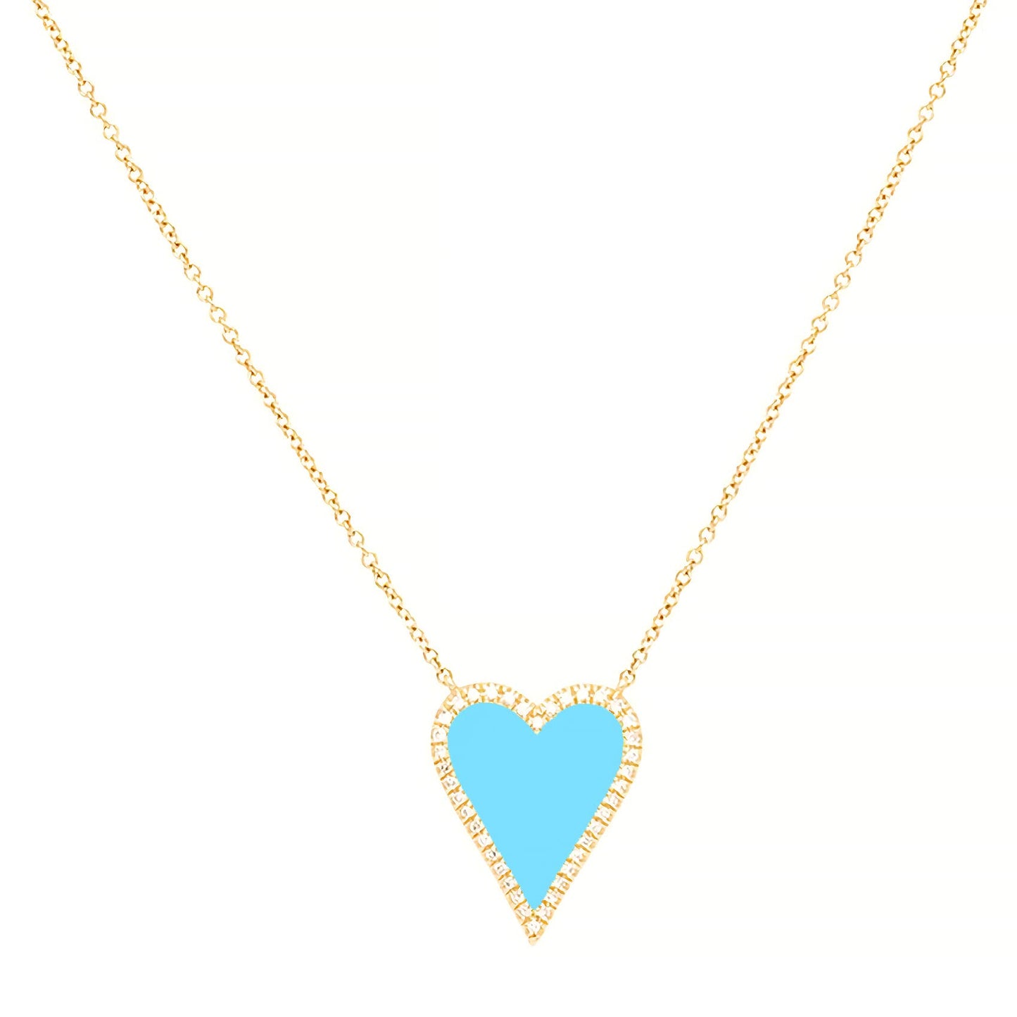 JINGDR Heart Necklace for Women Trendy Preppy Jewelry Gold Plated Love Heart Pendant, Heart Paperclip Chain Necklace Cute Heart Necklaces Birthday for Women Dainty Jewelry (blue)