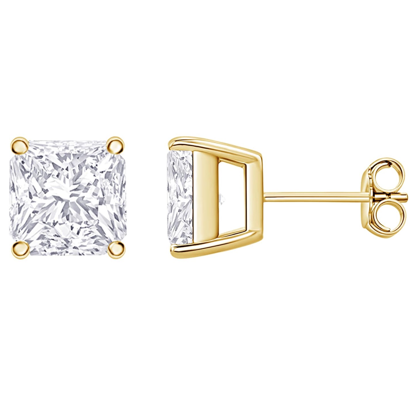 18K Yellow Gold 0.5 Carat Asscher Shape LAB GROWN Diamond IGI Certified Stud Earrings for women 4 Prong Push Back (E/F Color VS2/SI1 CLARITY)