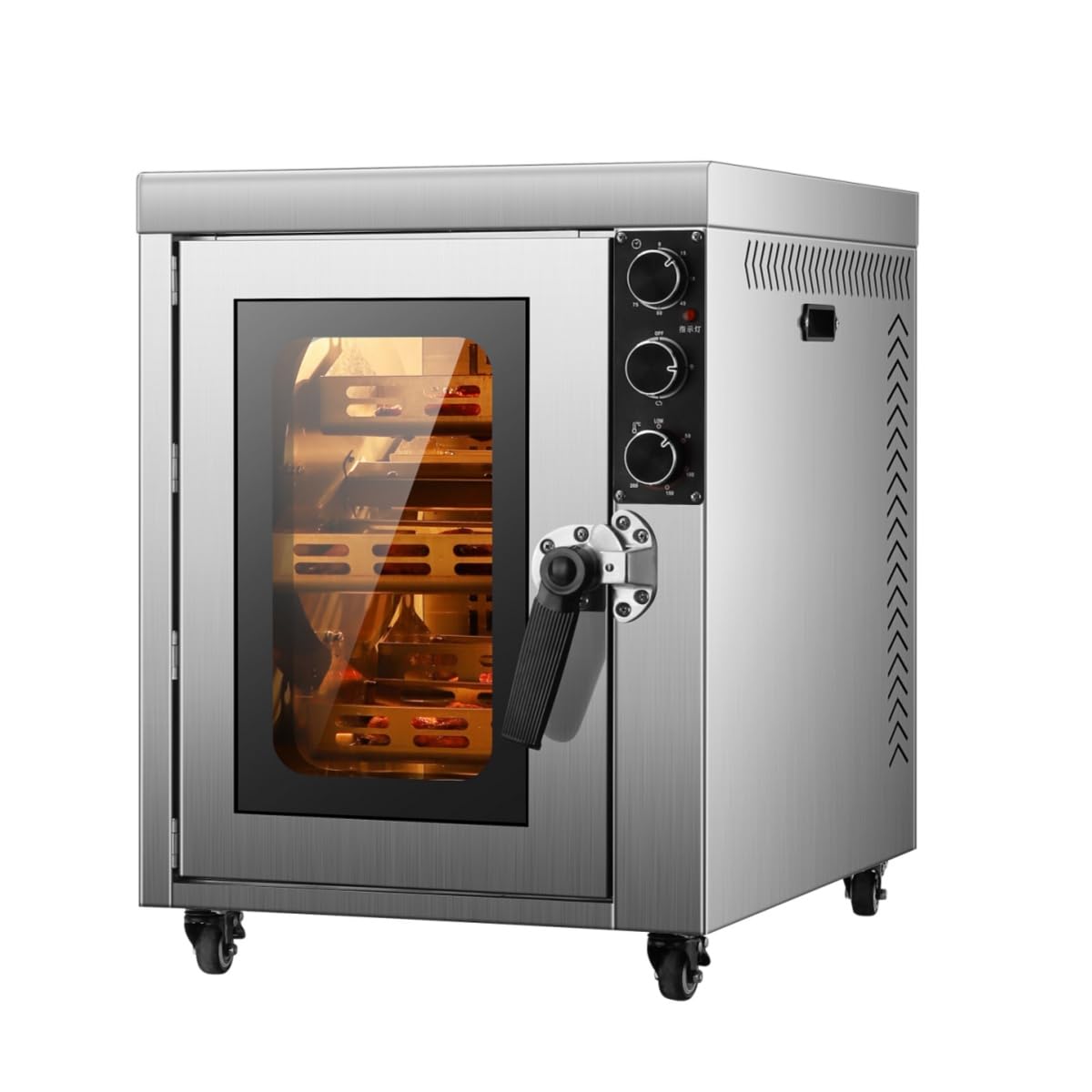 Automatic Commercial Multifunctional Oven, Rotary Vertical Electric Rotisserie,Electric Rotisserie Chicken Roaster Oven Grill Machine,75QT XL Capacity,Roasting 5-10pcs chickens at a time 220V