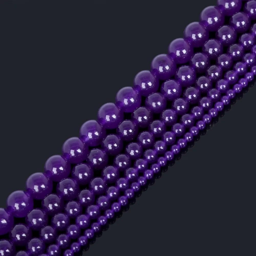Zenkeeper 108Pcs Purple Natural Stones Chalcedony Beads Spacer Loose Beads Bulk with Holes Handcrafted for DIY Bracelets Jewelry Making Crafts Supplies