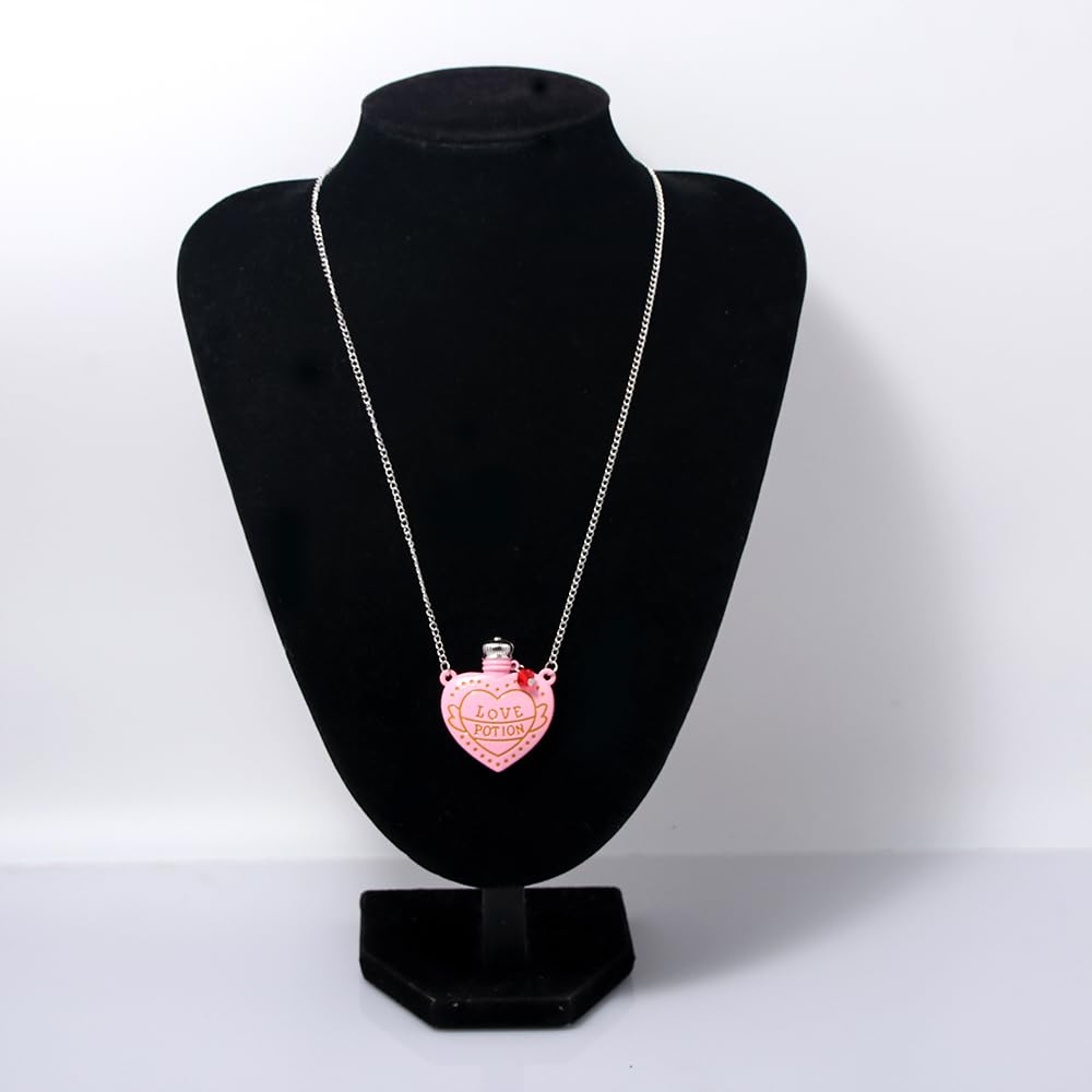 Locus Amoenus Love Potion Necklace Fashion Heart-Shaped Medicine Bottle Pendant Valentine's Day Gifts for Couples (Pink)