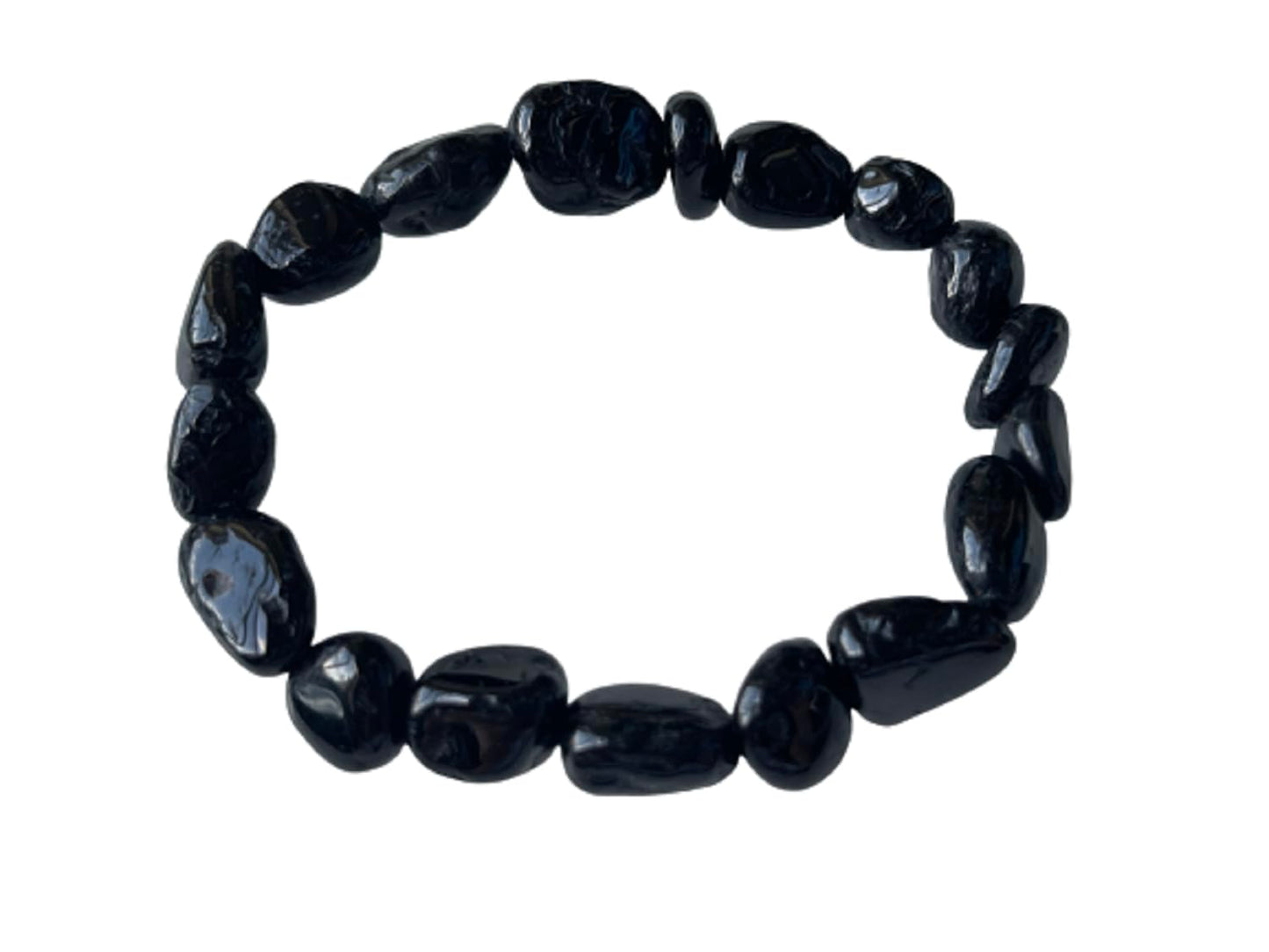 GAF TREASURES Black Tourmaline Crystal Nugget Bracelet, Genuine Black Tourmaline Tumbled Gemstone Bracelet, Healing Crystal Bracelet, Gift for Men & Women (1)