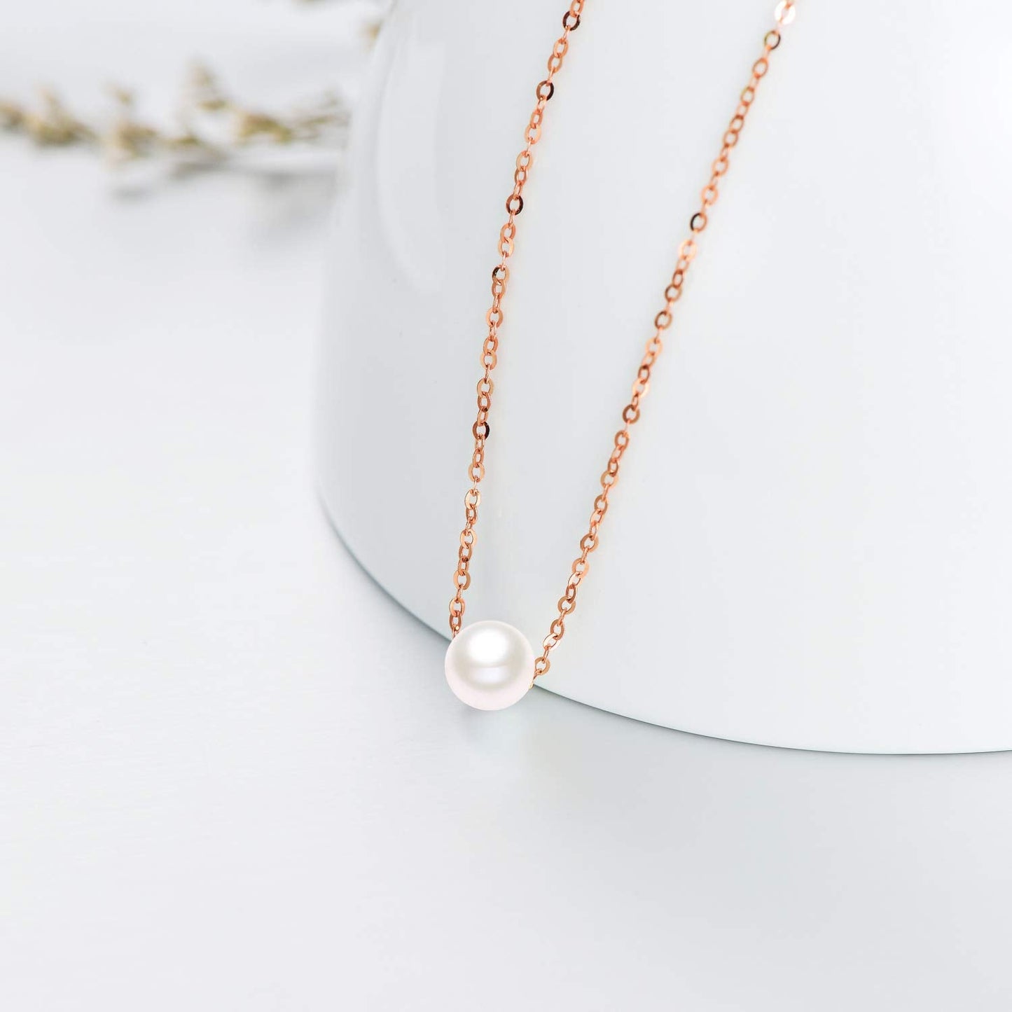 14K Solid Gold Pearl Necklaces for Women, Real Freshwater Cultured Pearl Choker Necklaces Fine Jewelry Gifts for Her, Mom, Wife 16"-18"