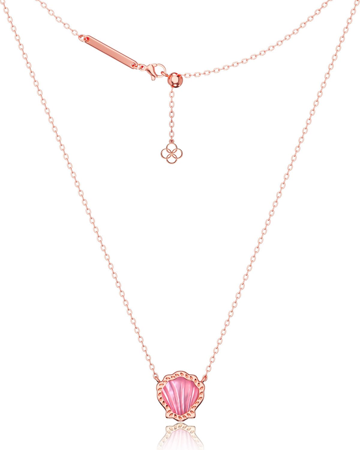 AICase 18K Gold Plated Pendant Necklace for Women,Shell Ivory Mother Of Pearl Fashion Dainty Jewelry,Anniversary Birthday Gifts for Women/MoM/Sister/Friends/Her/Wife/Grandma/Coworker_Rose Gold+Pink