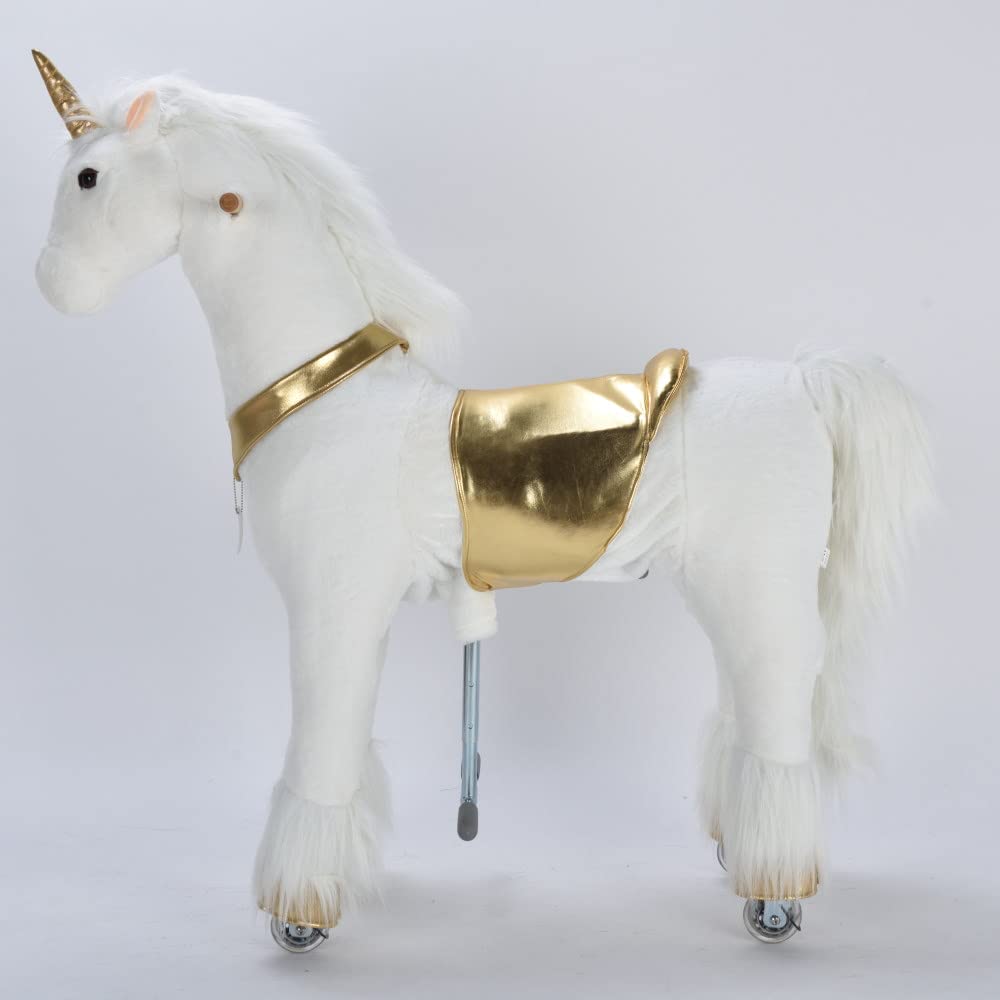 UFREE Unicorn Ride on Toy for Girls as Great Birthday Gift Large Mechanical Pony Horse with 44 inch Height for Everyone Above 6 Years Old Great Birthday Gifts