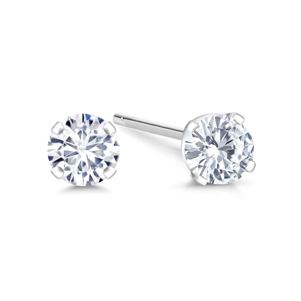 Gem Stone King 0.20 to 6 Cttw 14K Gold Lab Grown Diamond Stud Earrings | Gold Earrings For Women Men | E-F Color | VS1-VS2 Clarity | White Gold | 0.20 Carats - Not IGI Certified