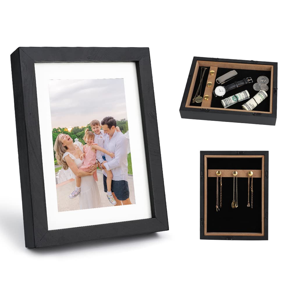 Livebe Photo Picture Frame Diversion Safe,Mini Safe Box with Hidden Secret Compartment to store your Money, Cash, Jewelry or Herbs,Home Security Safe(4''*6'') (Black)