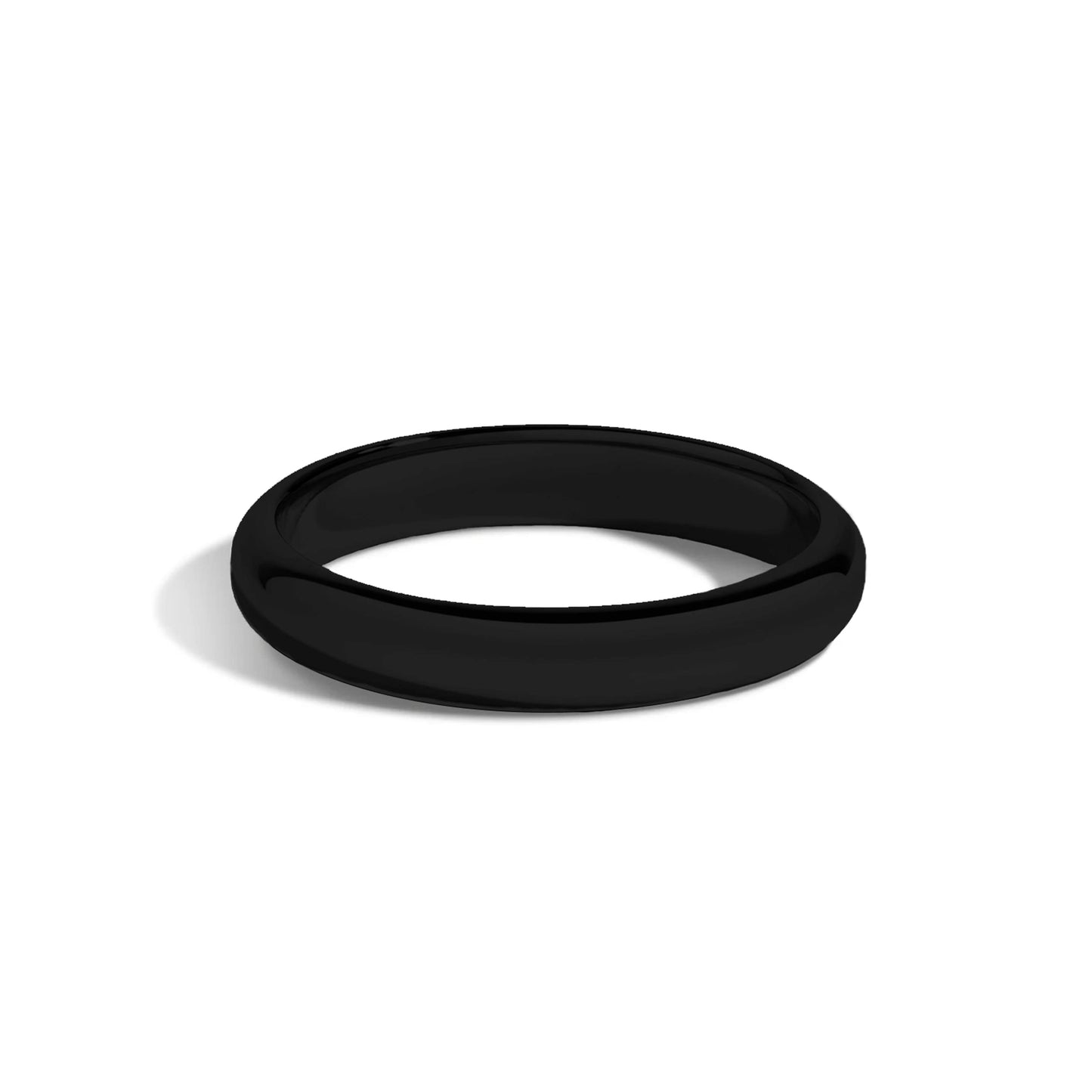 Tioneer Jewelry | Sterling Silver Plain Dome Wedding Band | Wedding Band for Women & Men | Sterling Silver Jewelry, Black, 3mm, Size 6