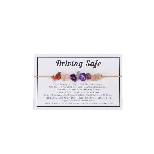 COLORFUL BLING Natural Healing Stone Quartz Crystal Bead Bracelet with Meaningful Card for Women Men Spiritual Anxiety Reiki Chakra Bracelets Protection Jewelry-driving