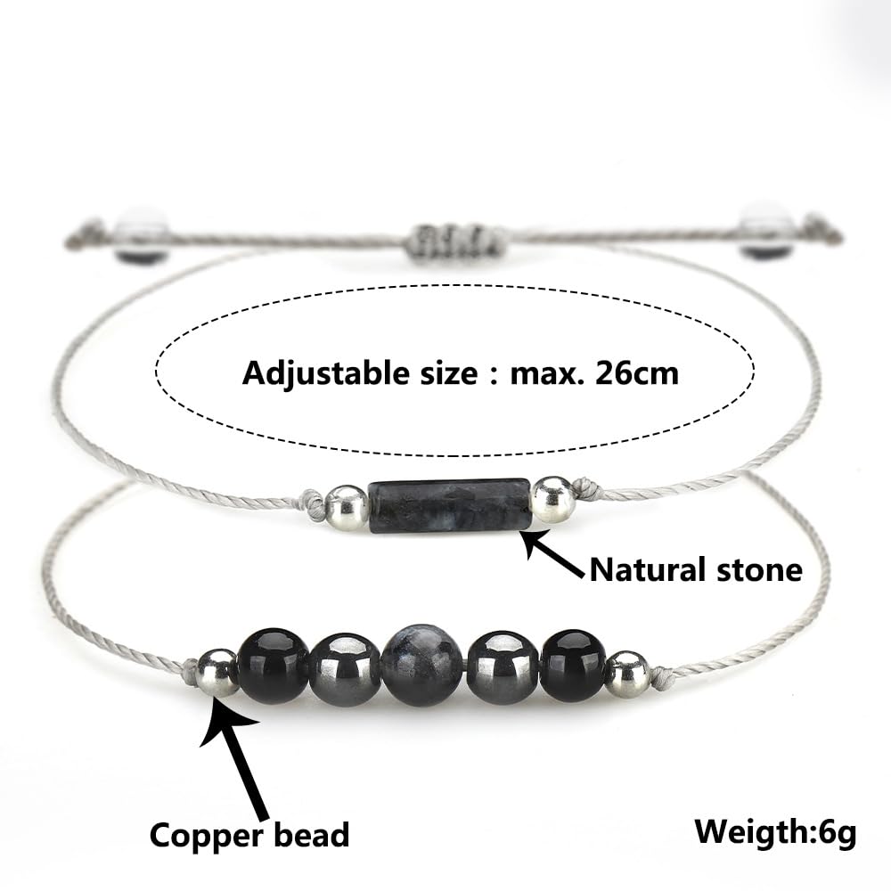 Handmade Chakra Crystal Beaded Bracelet with Wish Card Adjustable Amethyst Tiger Eye Spiritual Anxiety Relief Stone Beaded Braide Bracelet for Women Yoga Meditation Relax Anxiety Jewelry-Empath