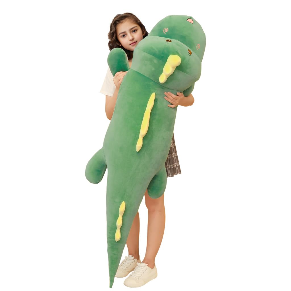 Tianmihou 68 Inch Jumbo Dinosaur Plush Toy Pillow, Giant Stuffed Animals, Big Large Dinosaur 5.6 Feet Plushie Huge Stuffed Toys Cute Cuddle Body Pillow, Gift for Kids, Boy, Birthday