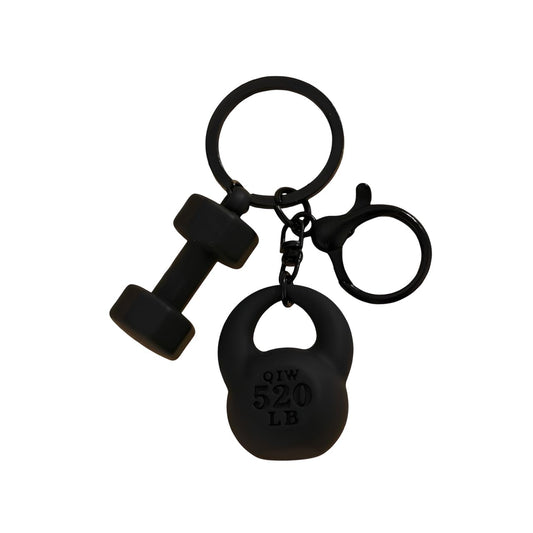 GKDFK Fitness Dumbbell Kettlebell Keychain Gym Key Chain Accessories Purse Backpack Bag Charms Gift for Women Men Gym Lovers (Black)