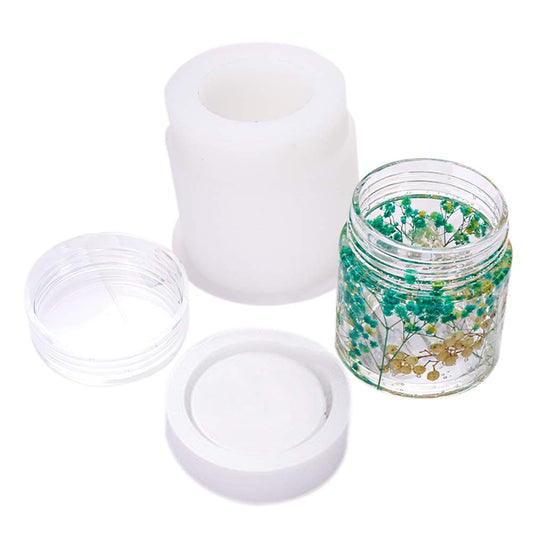 4 Style DIY Jewelry Resin Casting Molds Bottle Storage Jar With Lid Crystal Epoxy Mold Kit Handmade Craft Aromatherapy Candle Making Tool Clear Silicone Plaster Clay Mould (Cylinder Bottle)
