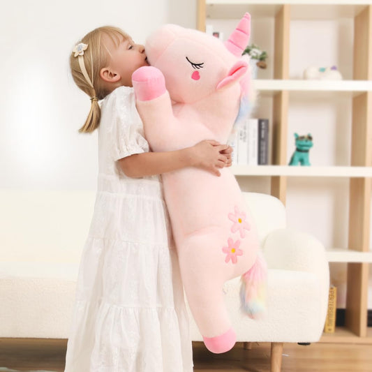 32inch Cute Giant Pink Unicorn Plush, Jumbo Soft Body Pillow Pet, Large Rainbow Unicorn Stuffed Animals Toy, Big Doll for Kids Girls and Boys, Birthday