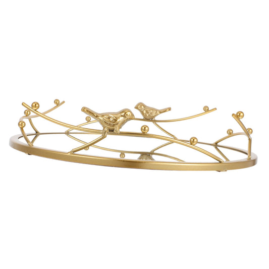 Luxshiny Elegant Round Gold Mirror Tray for Jewelry Perfume and Cosmetics Storage Home Decor