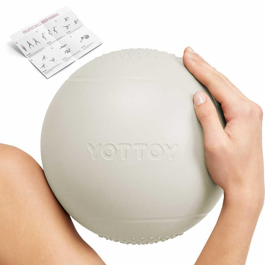 YOTTOY Small Exercise Ball，9-inch Pilates Ball with Anti-Burst Technology for Stability, Ideal for Yoga, Pilates, Physical Therapy & Home Workouts (White)