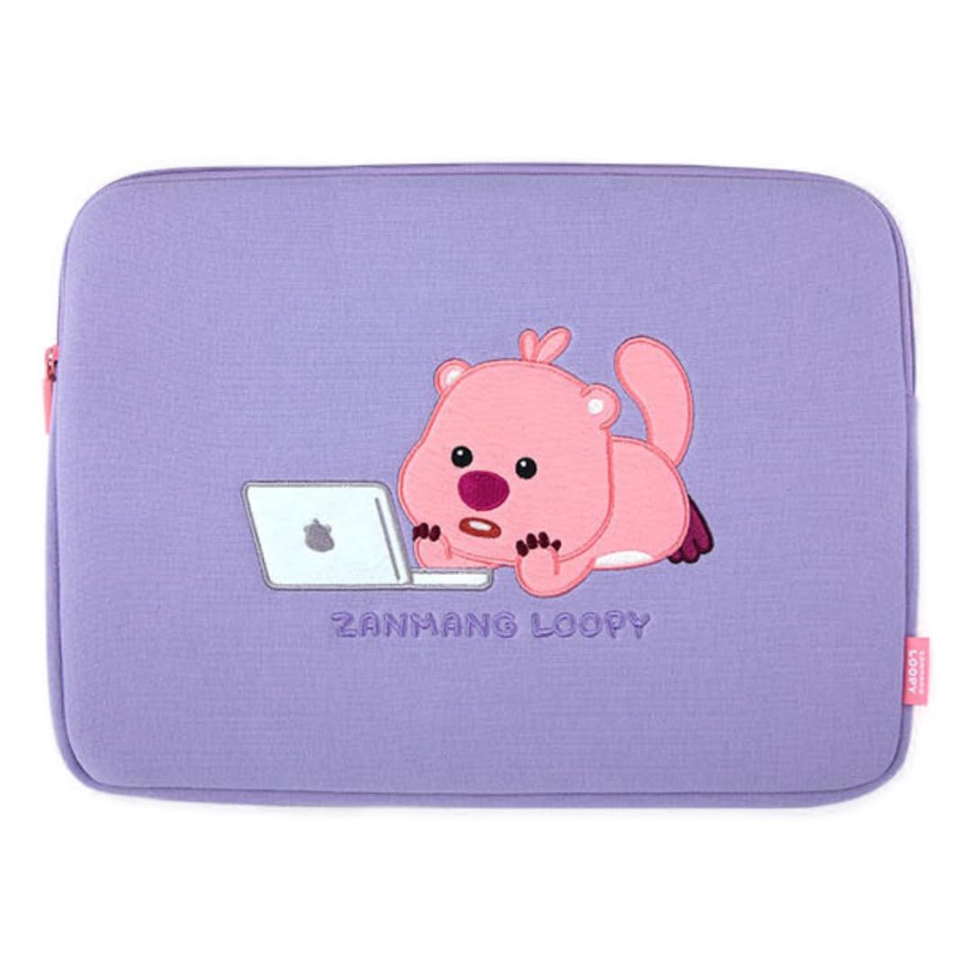 ZANMANG LOOPY ZanmangLoopy embroidered laptop bag 13–15 inch - Official goods, 13-15 inch, super soft, laptop pouch for students, charm of Korean character