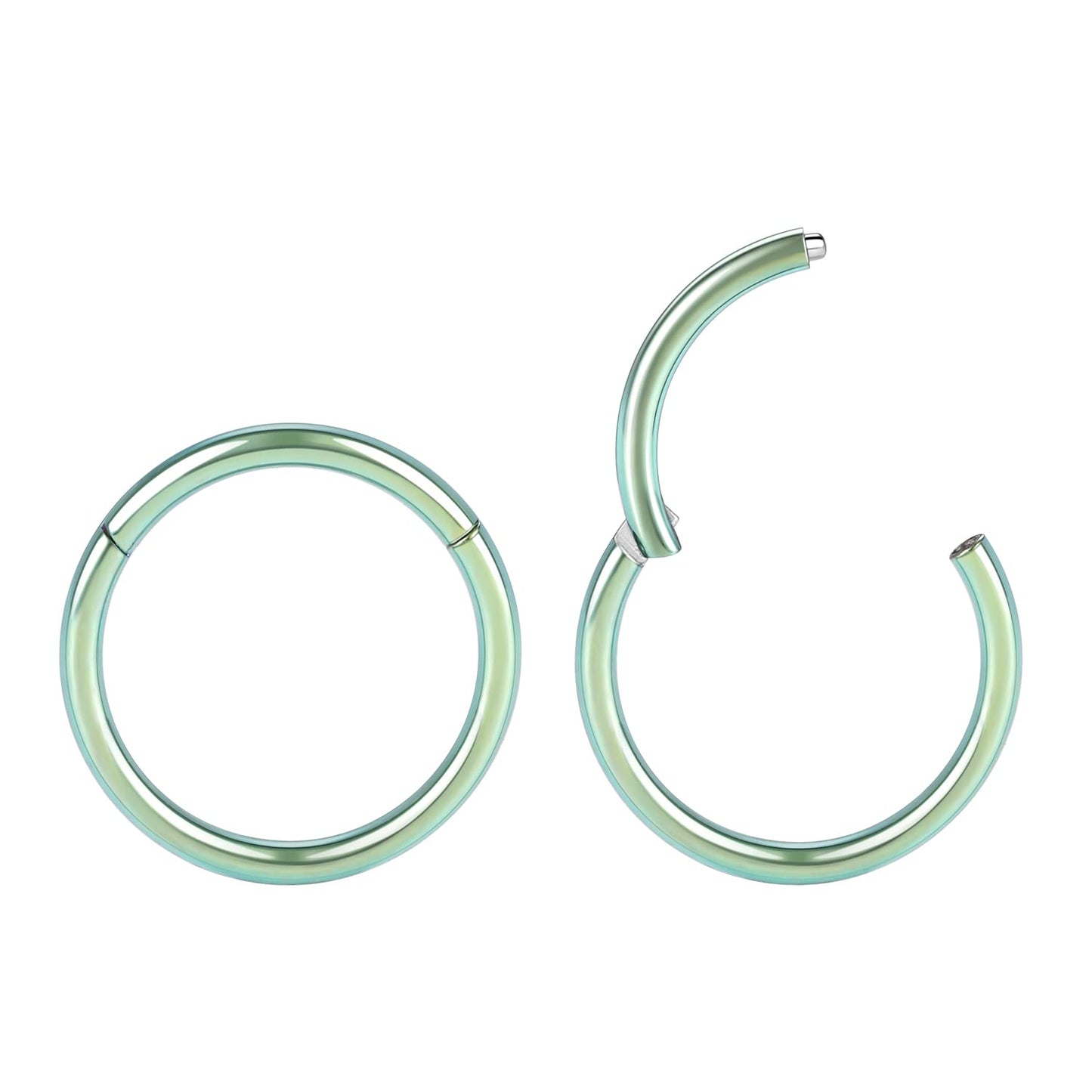 16g Nose Ring Hoop Earrings Green Nose Hoops 16 Gauge Lip Rings Septum Hoop Seamless Septum Clicker 8mm Septum Ring Cartilage Earring Helix Earring Rook Earrings Nose Rings Surgical Steel