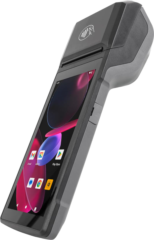 Multzo POS Android 14 Receipt Printer Android 14 and 58mm High Speed Thermal Printer 5.5’ Touch Screen. Handheld Point of Sale with NFC and 4G Network. 3GB Ram+32GB ROM