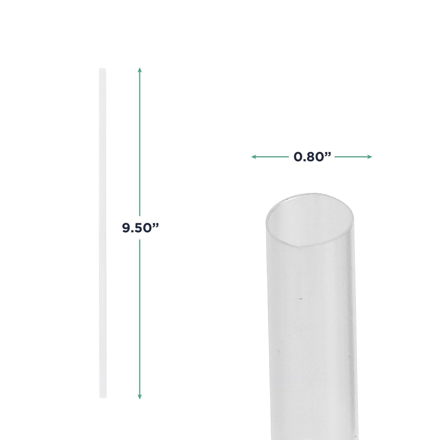 Eco-Products Compostable Paper Wrapped Jumbo Plastic Straws, 9.5" Long, 8mm Diameter, Case of 4800, Clear Disposable Plant Based PLA Plastic, Large Sized Drinking Straws, ASTM Compliant, BPI-Certified