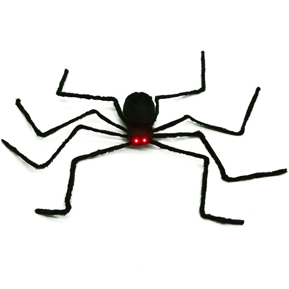 GHYKL Halloween Giant Spider 5 Ft Outdoor Halloween Decorations Large Fake Hairy Spider Scary Furry Spider Props Outside Yard Creepy Decor, Black