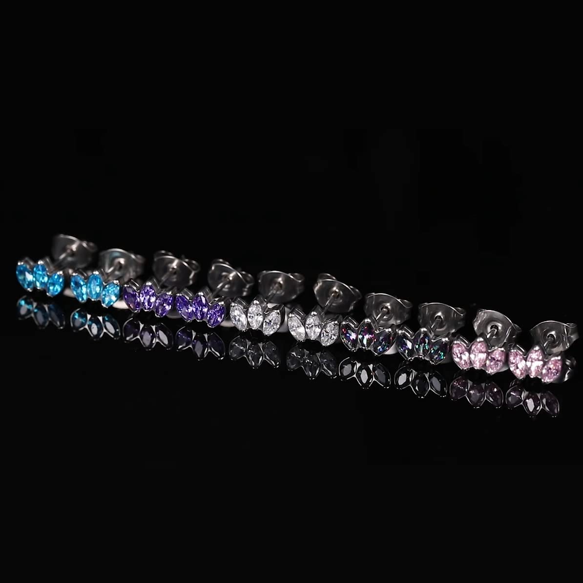 Limerencia Hypoallergenic G23 Pure Titanium Earrings | Crown Cubic Zirconia | F136 Implant Grade Piercing Studs| Suitable for Sensitive Ears Delicate Jewelry (Pink)