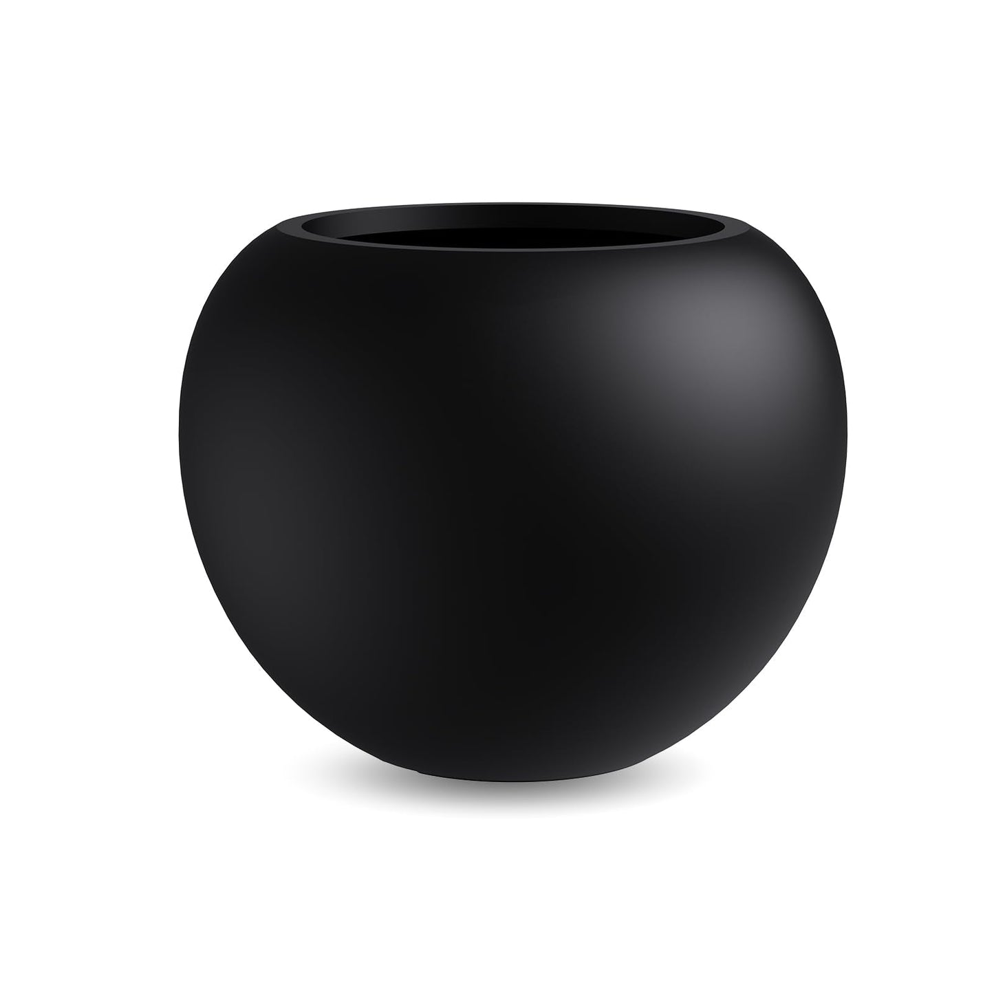 13.5 H x 17" Dia (12" Pot Opening) Round Fiberstone Planter with Drainage Hole, Durable Garden Flower Pots, Black, Resistant for Indoor and Outdoor, Planters for Large Plants pot for Home Decor Patio