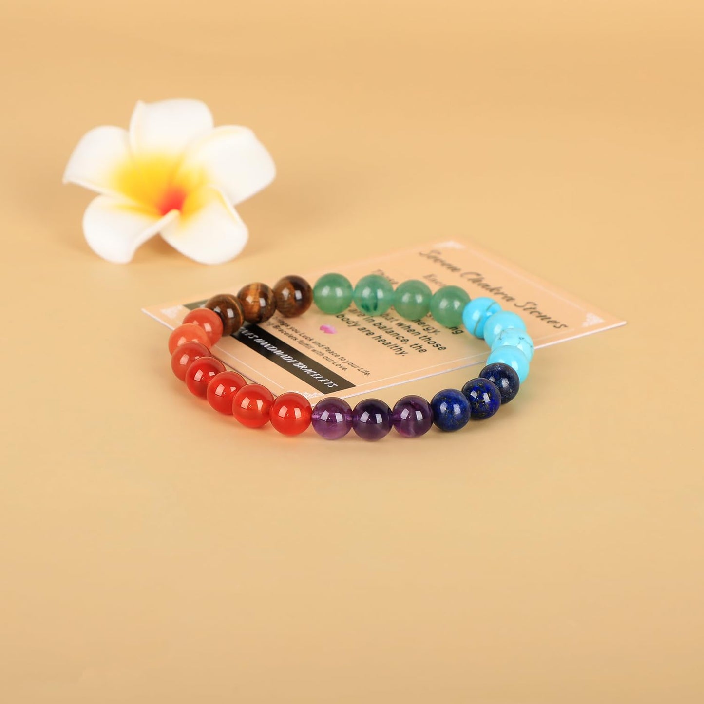 AD Beads Handmade Gemstone Stretch Elastic Bracelet Crystal Healing Reiki Nature's Beauty and Spiritual Essence Unisex (6mm, Seven Chakra Stones (Energy Balancing))
